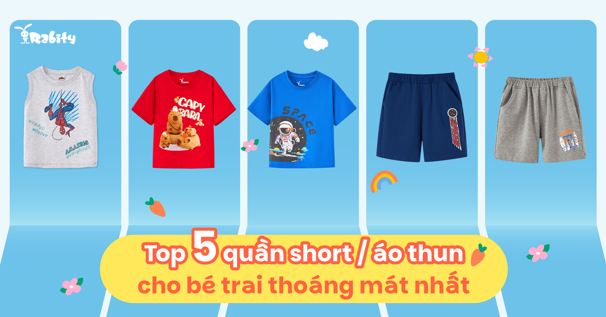 Top 5 mẫu quần short & áo thun cho bé trai thoáng mát nhất