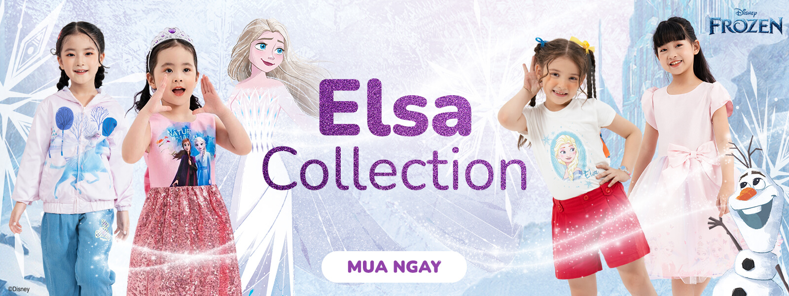 Váy Elsa Anna H&M dài tay màu tím chân voan