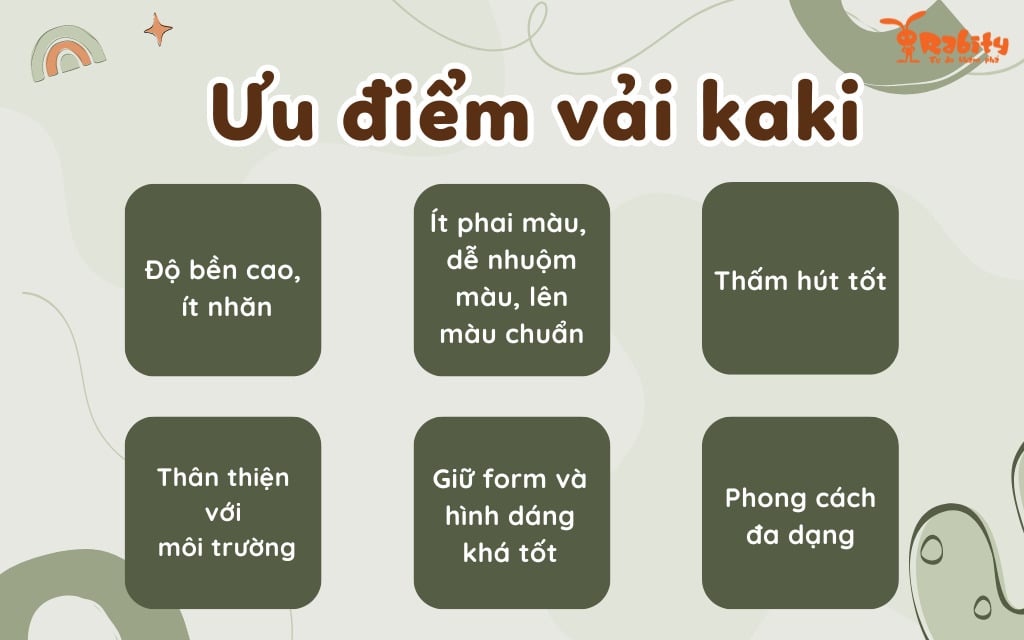 Chất liệu vải kaki có nhiều ưu điểm vượt trội