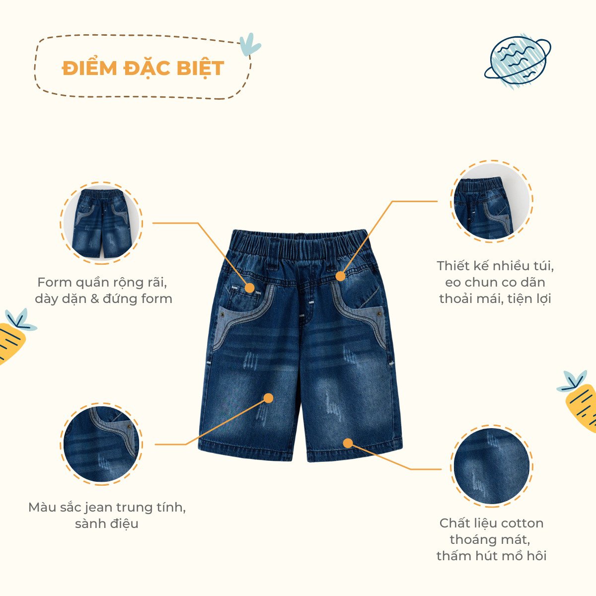 Quần short jean bé trai Rabity 931.002