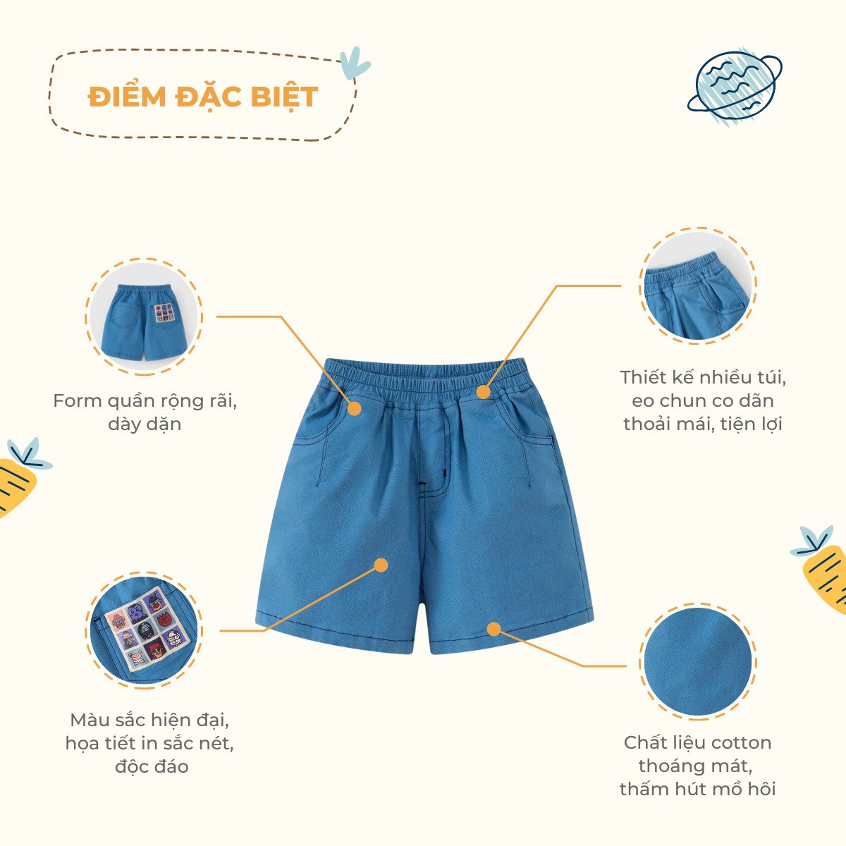 Quần short thô bé trai Rabity 932.015