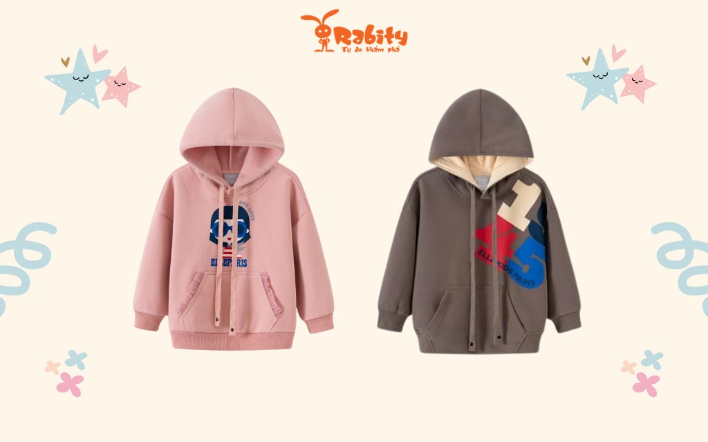 Áo khoác hoodie nỉ là người bạn năng động đồng hạnh cùng bé