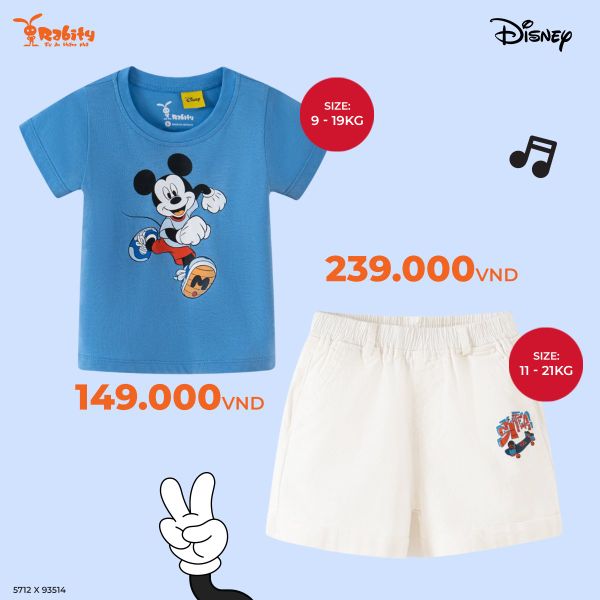 Áo thun Mickey bản quyền Disney cho bé trai