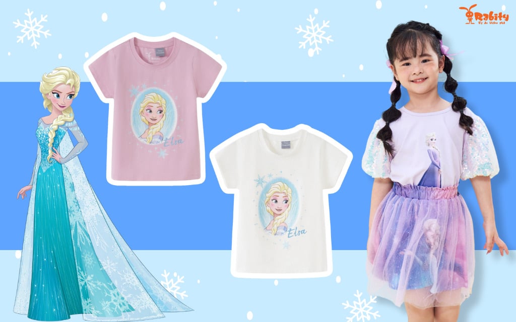 Áo thun Elsa đa năng dễ phối đa dạng outfits cho công chúa nhỏ