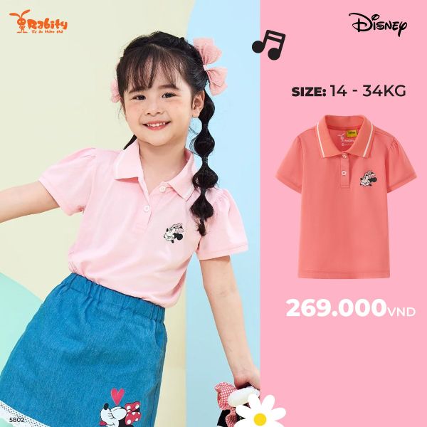 Áo thun polo Minnie 5802 thời trang cho bé gái