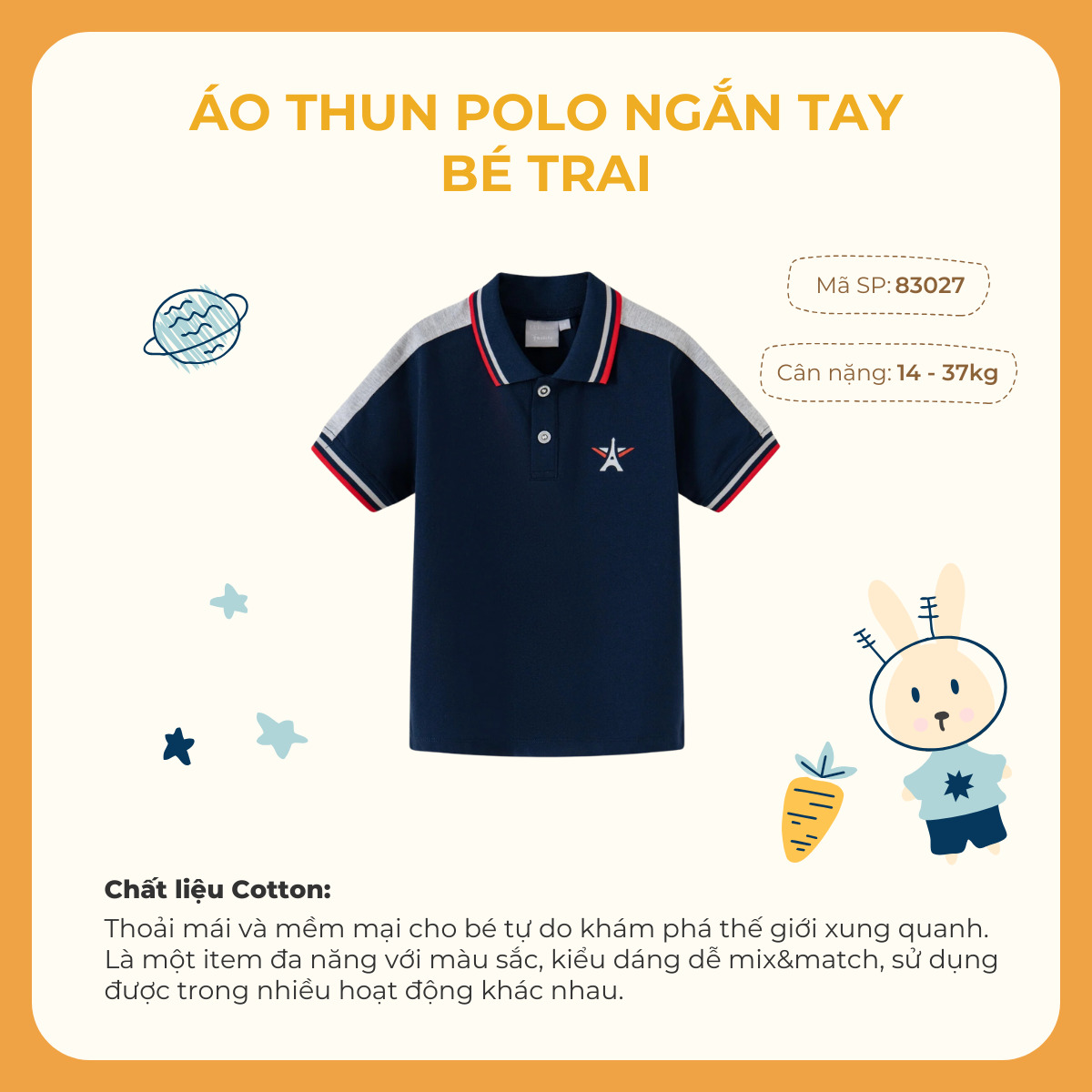 Áo thun polo ngắn tay bé trai