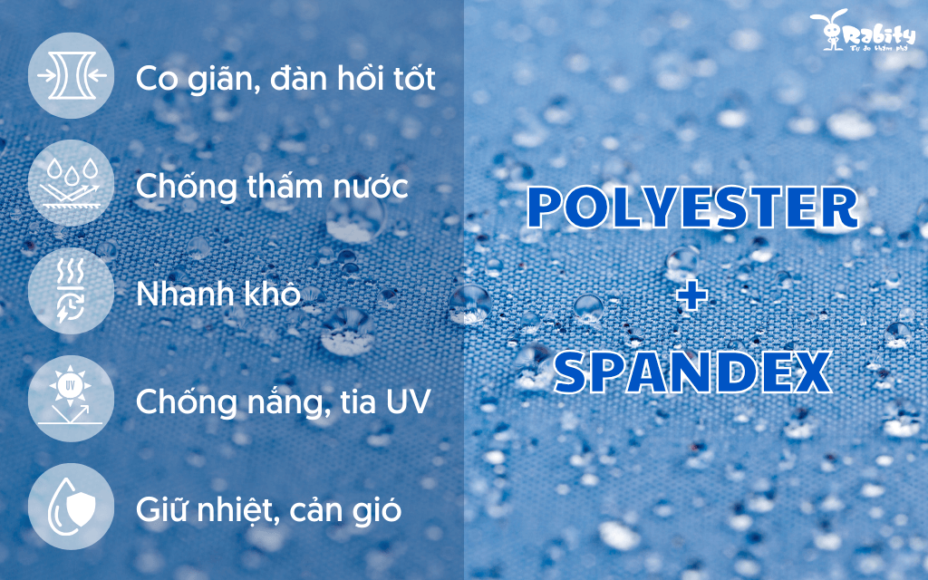 Chất liệu poly và spandex được sử dụng nhiều khi sản xuất đồ bơi cho trẻ em