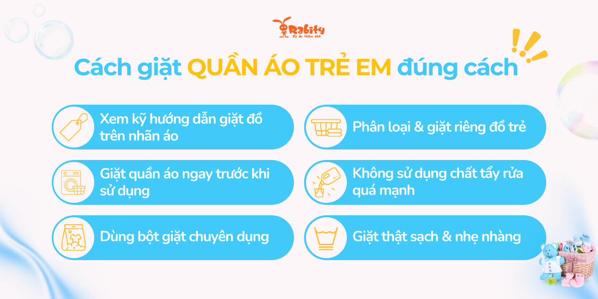 Hướng dẫn cách giặt đúng cách để bảo vệ quần áo trẻ em