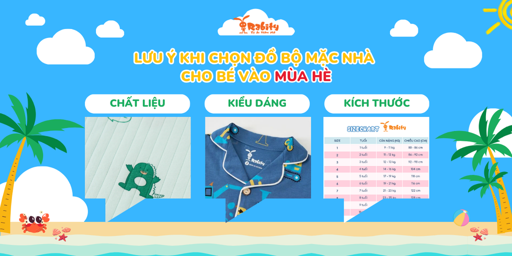 Lưu ý khi chọn đồ bộ mặc nhà cho bé vào mùa hè