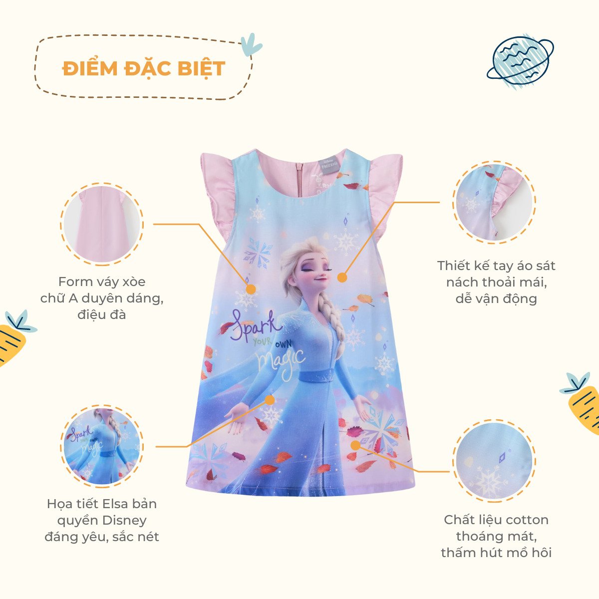 Đầm váy Elsa bé gái