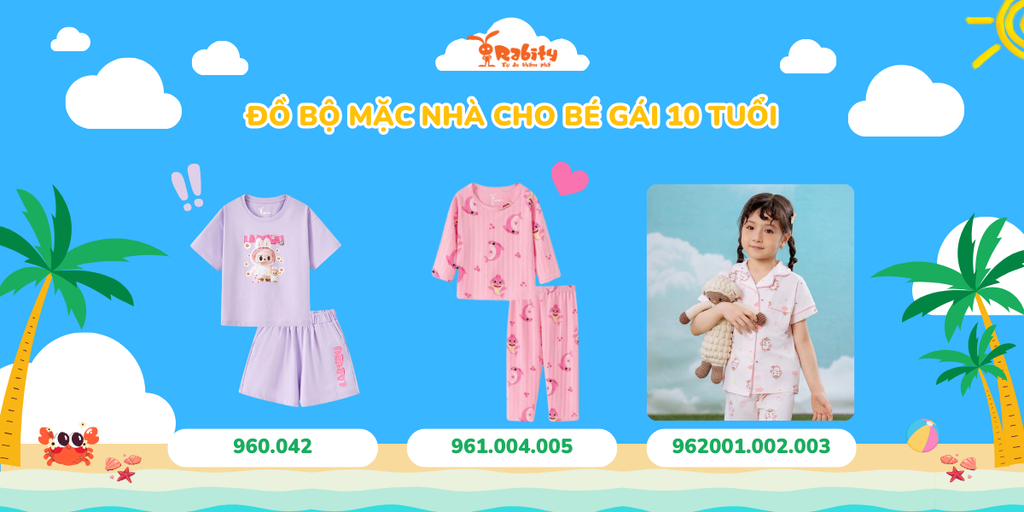 Đồ bộ mặc nhà cho bé gái 10 tuổi