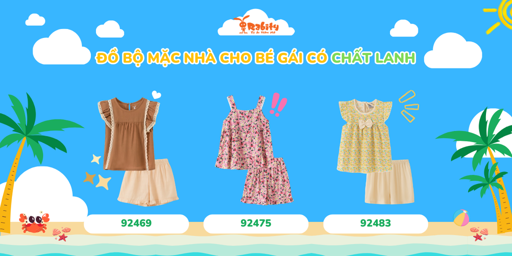Đồ bộ mặc nhà cho bé gái có chất lanh