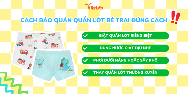 Cách bảo quản quần lót bé trai đúng cách