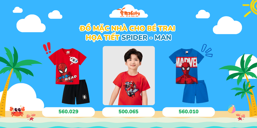 Đồ mặc nhà cho bé trai họa tiết Spider - man