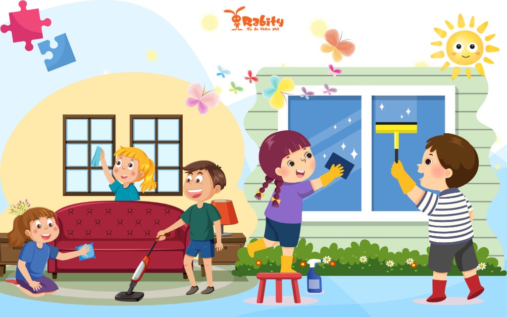 kỹ năng sống cho trẻ dọn dẹp nhà cửa