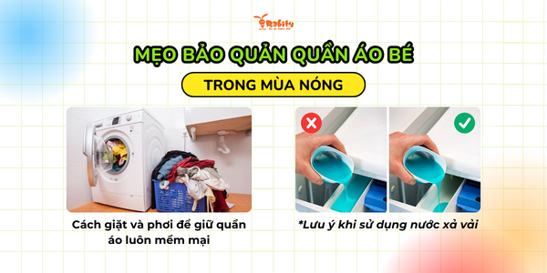 Mẹo bảo quản quần áo bé trong mùa nóng
