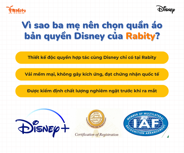 Vì sao ba mẹ nên chọn quần áo bản quyền Disney của Rabity?