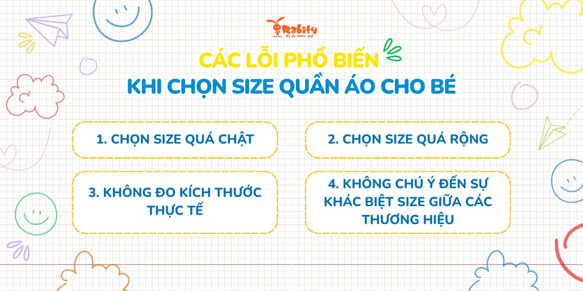 các lỗi phổ biến khi chọn size quần áo cho bé