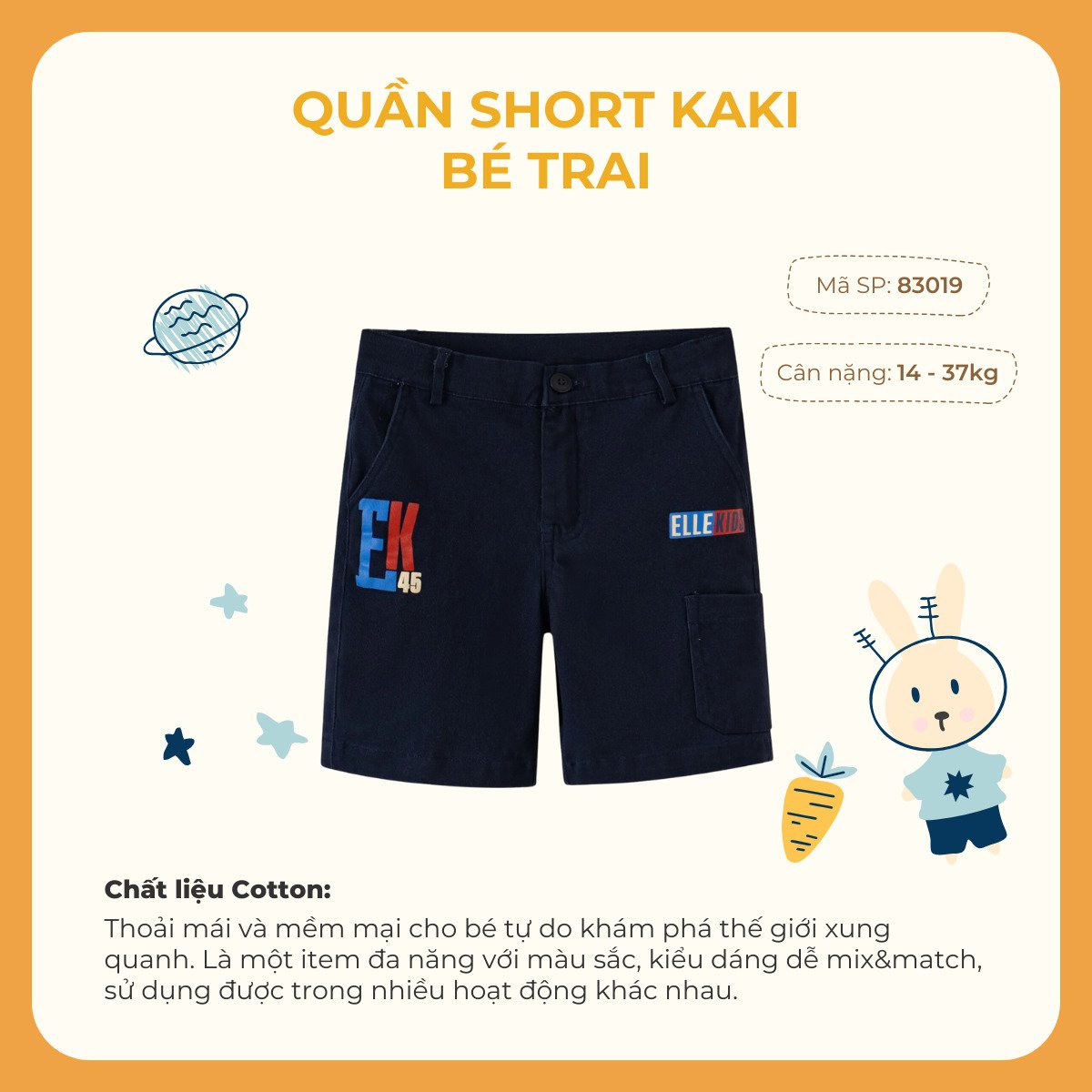 Quần short lửng kaki bé trai