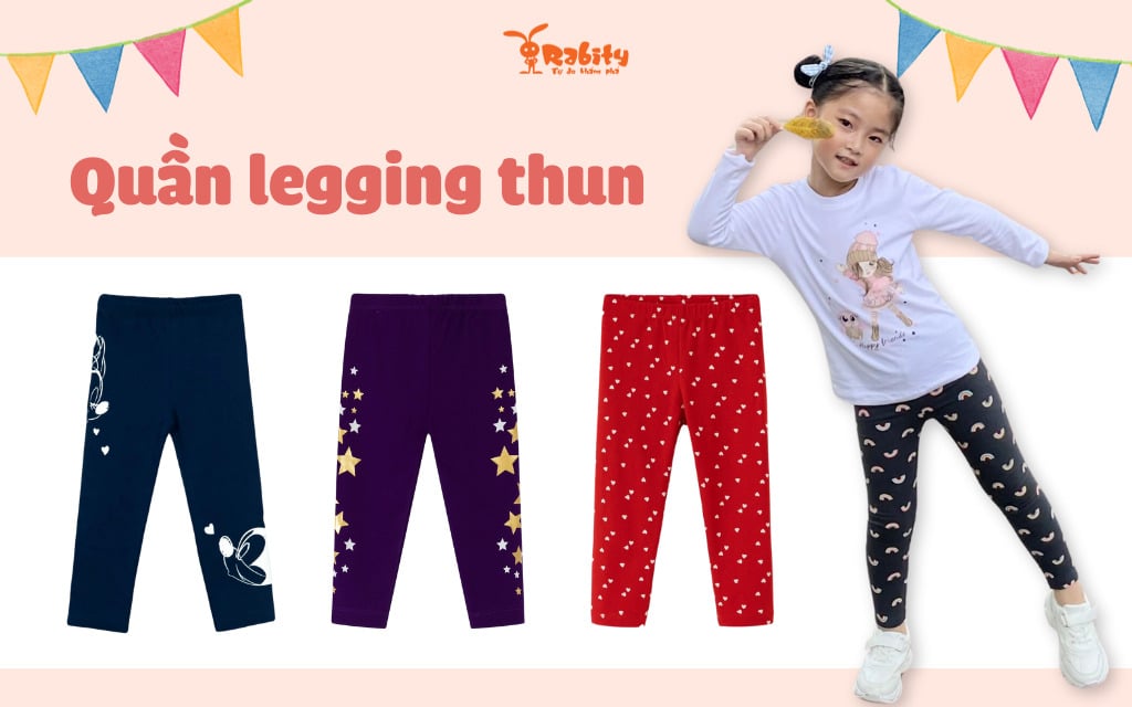 Quần thun ôm legging cho bé gái co giãn siêu thoải mái