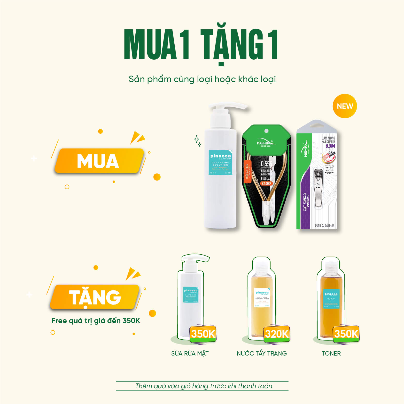 Ưu đãi Mua 1 tặng 1 - Combo Kềm Nghĩa x Pinacea