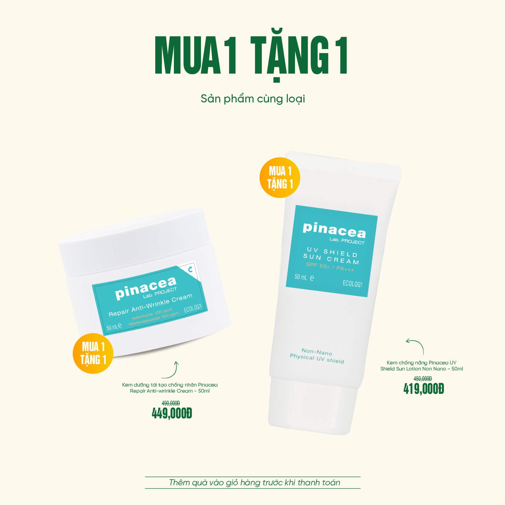 Ưu đãi Mua 1 tặng 1 - Mỹ phẩm Hàn Quốc Pinacea