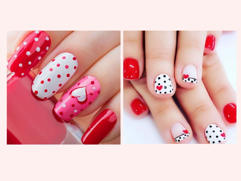 Mẫu nail chấm bi đáng yêu