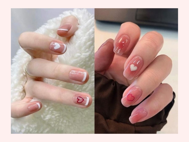 Mẫu nail hồng kết hợp họa tiết