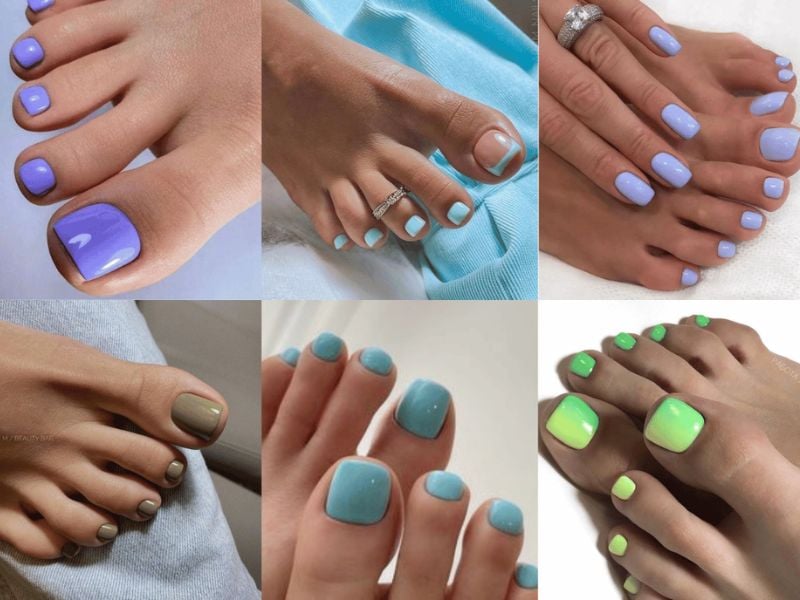 Mẫu nail chân sáng da cho da ngăm