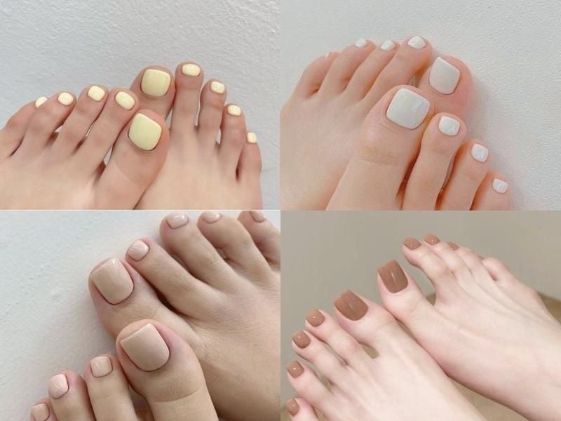 Mẫu nail chân đẹp sơn gel trơn