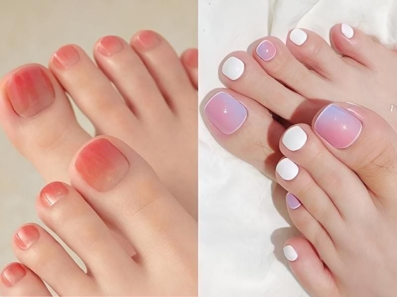 Mẫu móng chân xinh sơn gel ombre