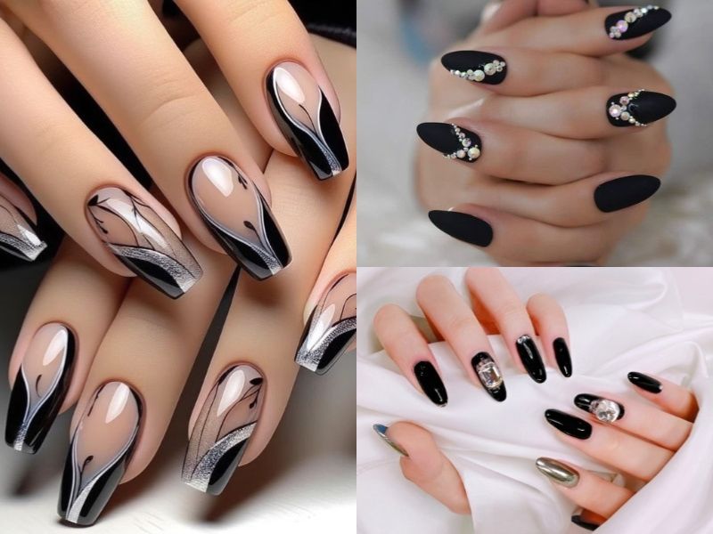 Mẫu nail cô dâu đen cá tính