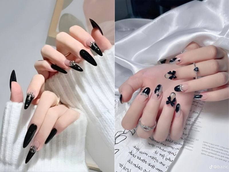 Mẫu nail cô dâu đen cá tính