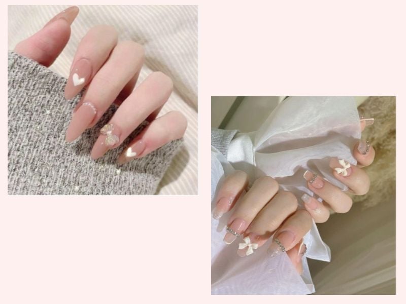 Mẫu nail cô dâu màu nude