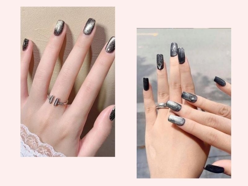 Mẫu nail mắt mèo xám khói