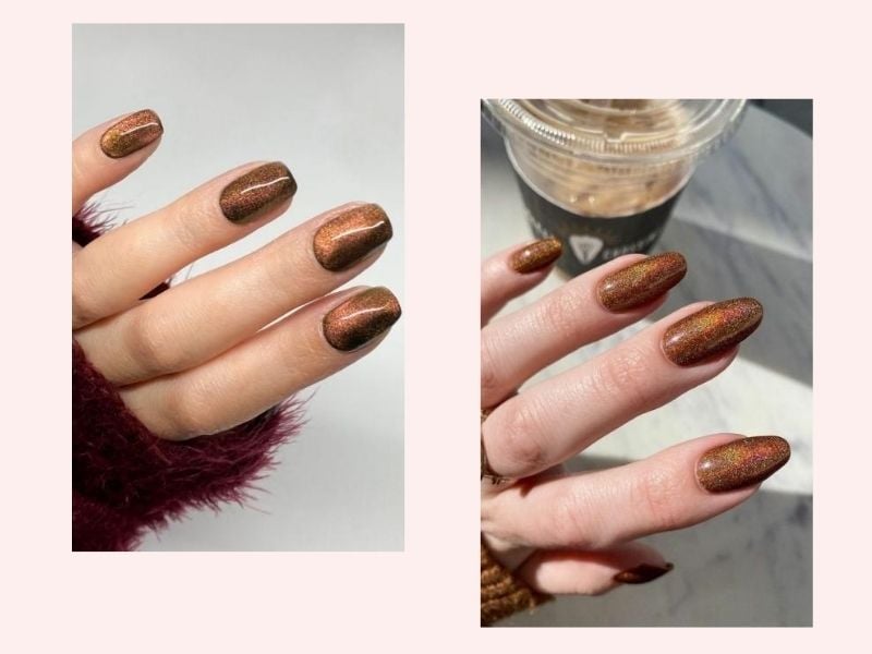 Mẫu nail mắt mèo nâu chocolate