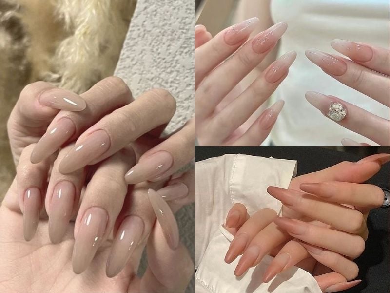 Mẫu nail màu nude tinh tế