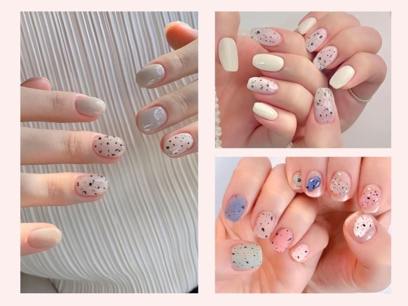 Mẫu nail móng ngắn muối tiêu độc lạ