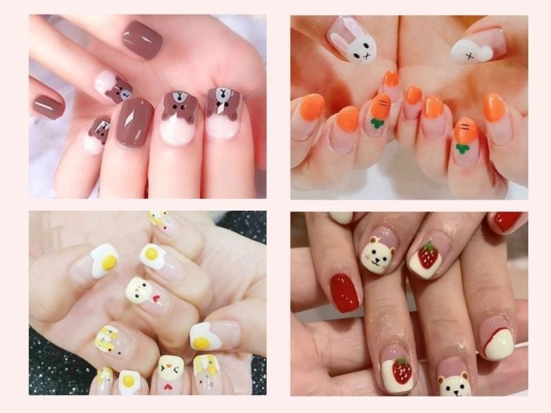 Mẫu nail móng ngắn động vật dễ thương