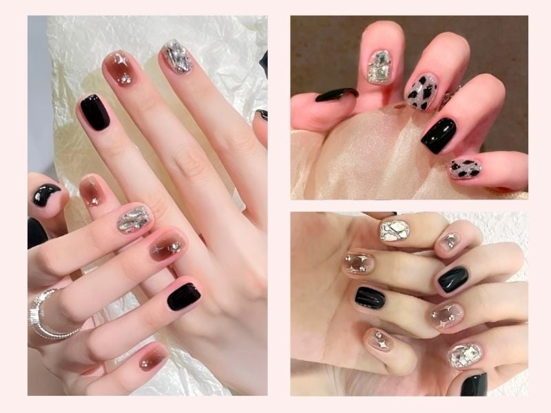 Mẫu nail móng ngắn đính đá