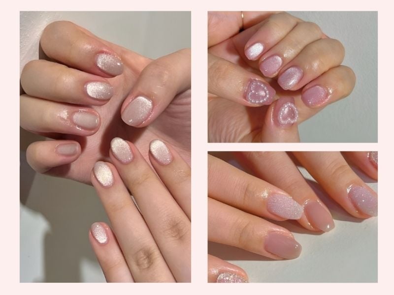 Mẫu nail móng ngắn sơn gel bóng