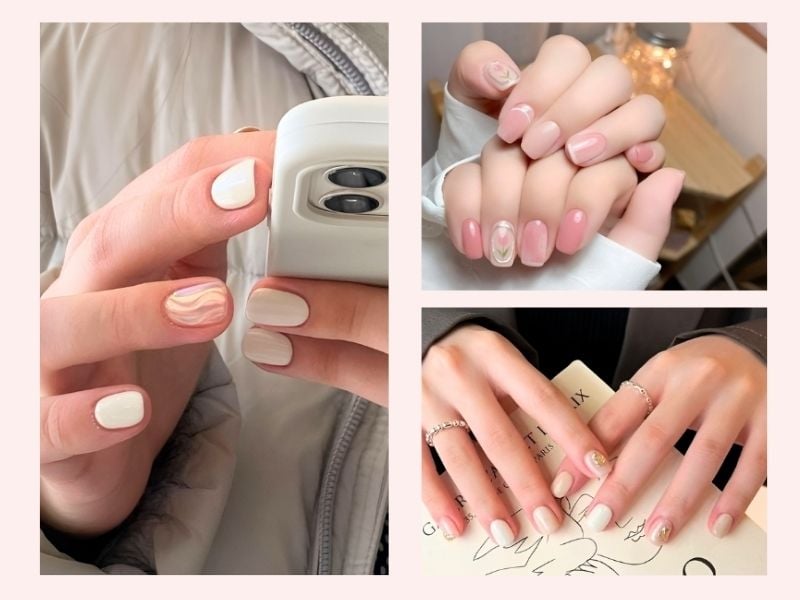 Mẫu nail móng ngắn tiểu thư sang chảnh