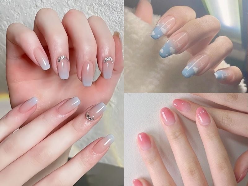 Mẫu nail ombre đơn giản nữ tính