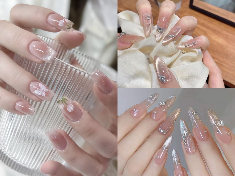 Nail cô dâu mắt mèo lấp lánh