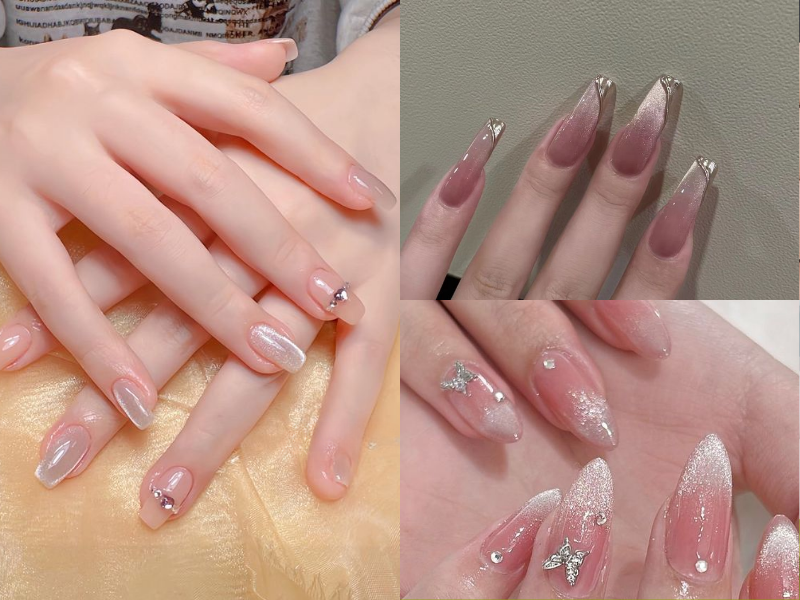 Nail cô dâu mắt mèo lấp lánh thu hút mọi ánh nhìn