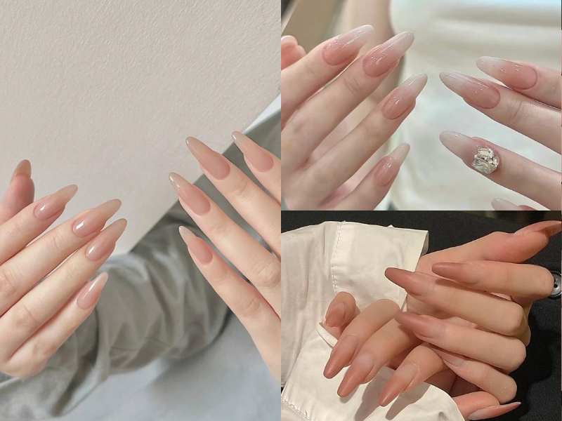 Nail cô dâu màu nude thanh lịch