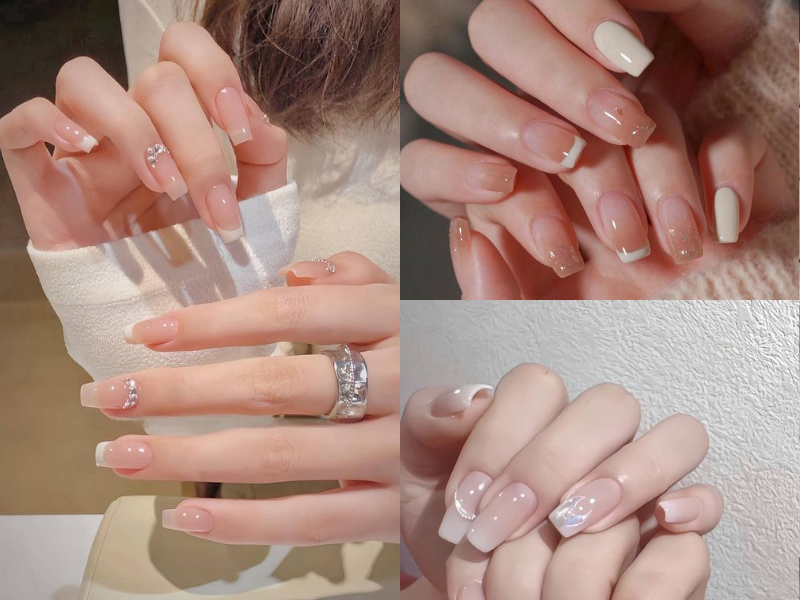 Nail cô dâu móng vuông hiện đại