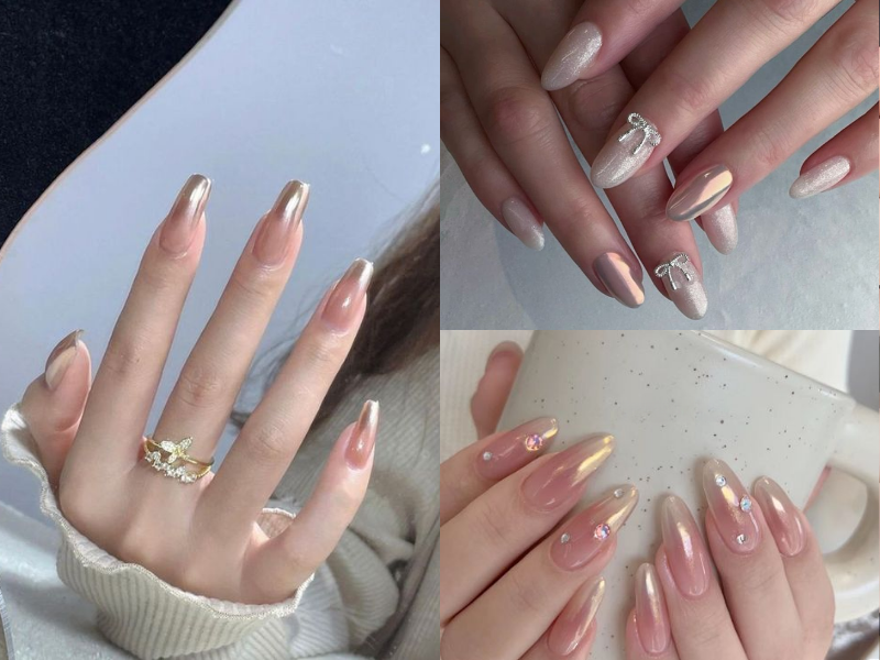 Nail cô dâu tráng gương hiện đại và nổi bật