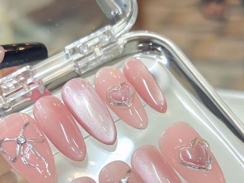 Nail box sơn nhũ mắt mèo, vân đá