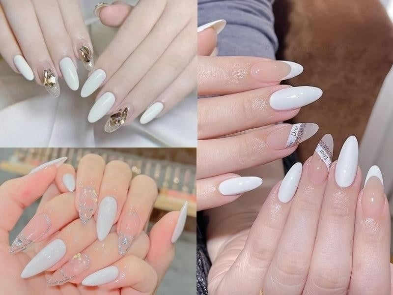 Mẫu nail màu trắng tinh khôi